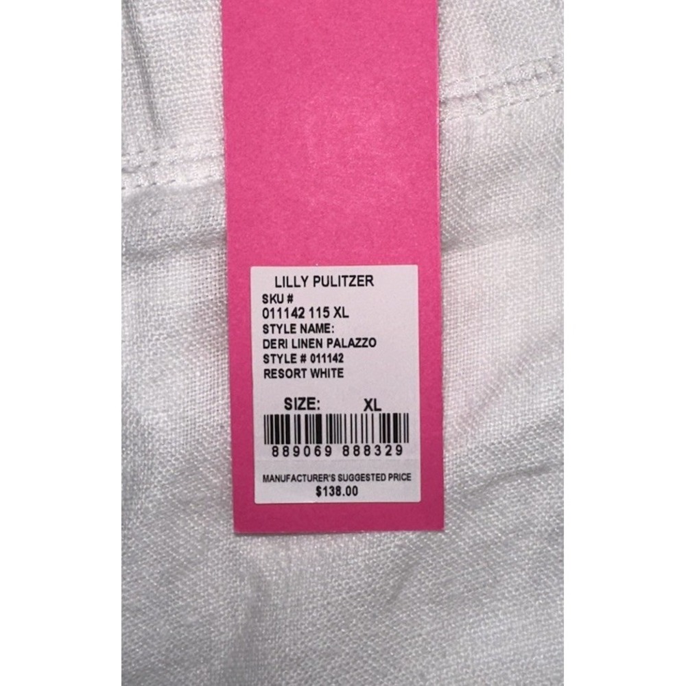 New Lilly Pulitzer 30" Deri Linen Palazzo Pants Size XL in Resort White Solid - Picture 4 of 8